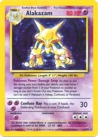 Alakazam 001  - 1st Edition Holofoil Base Set - Holo Rare