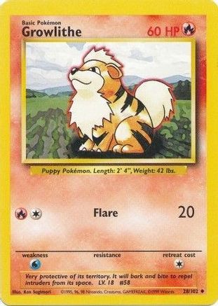 Growlithe (028/102) [Base Set] Normal - Uncommon