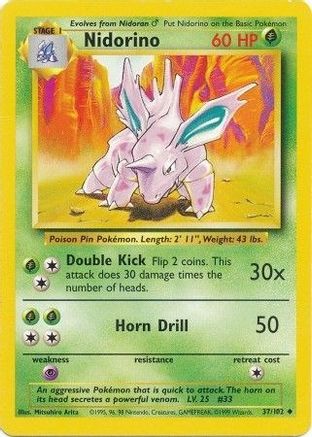 Nidorino 037  Base Set - Uncommon