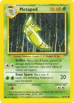 Metapod 054  Base Set - Common