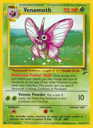 Venomoth (031/130) [Base Set 2] Normal - Rare