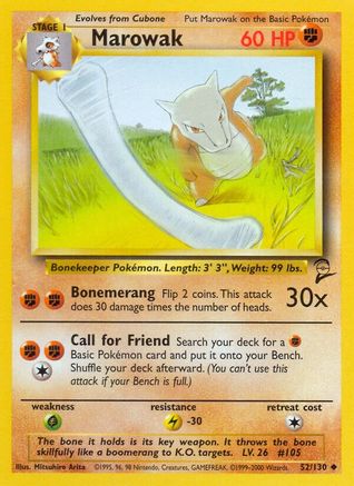 Marowak 052  Base Set 2 - Uncommon