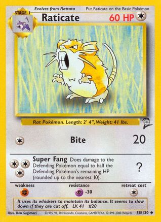 Raticate (058/130) [Base Set 2] Normal - Uncommon