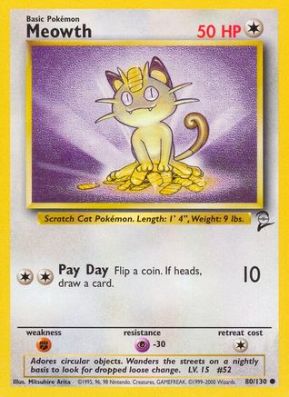 Meowth 080  Base Set 2 - Common