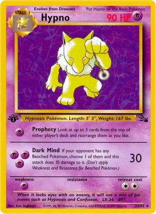 Hypno (023/62) [Fossil] 1st Edition - Rare