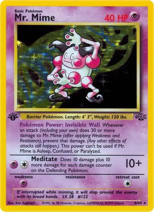 Mr. Mime (6) (6) 006  - 1st Edition Holofoil Jungle - Holo Rare