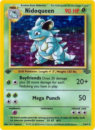 Nidoqueen (7) (7) 007  - 1st Edition Holofoil Jungle - Holo Rare