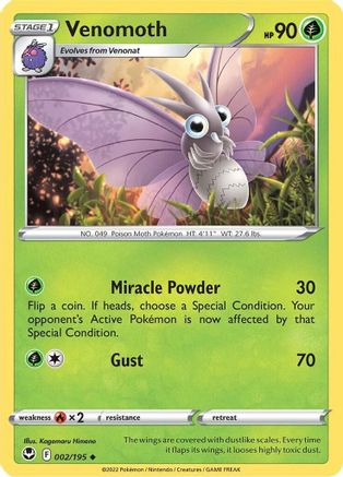 Venomoth (002/195) [SWSH12 Silver Tempest] Reverse Holofoil - Uncommon