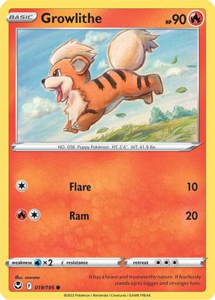 Growlithe (019/195) [SWSH12 Silver Tempest] Reverse Holofoil - Common