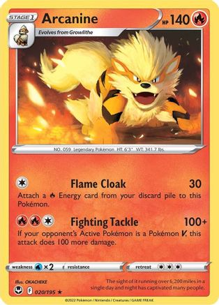 Arcanine (020/195) [SWSH12 Silver Tempest] Reverse Holofoil - Rare