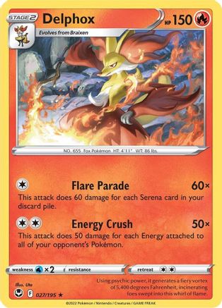 Delphox (027/195) [SWSH12 Silver Tempest] Reverse Holofoil - Rare