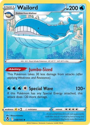 Wailord (038/195) [SWSH12 Silver Tempest] Normal - Uncommon