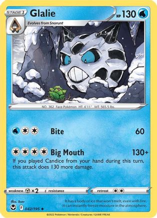 Glalie (042/195) [SWSH12 Silver Tempest] Reverse Holofoil - Uncommon
