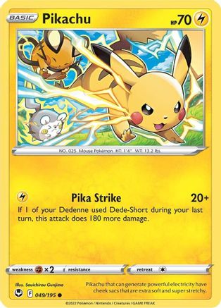 Pikachu (049/195) [SWSH12 Silver Tempest] Reverse Holofoil - Common