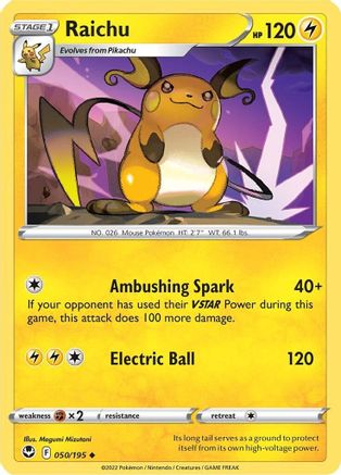 Raichu (050/195) [SWSH12 Silver Tempest] Reverse Holofoil - Uncommon