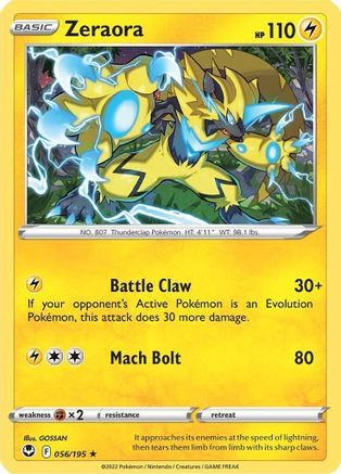 Zeraora (056/195) [SWSH12 Silver Tempest] Reverse Holofoil - Rare