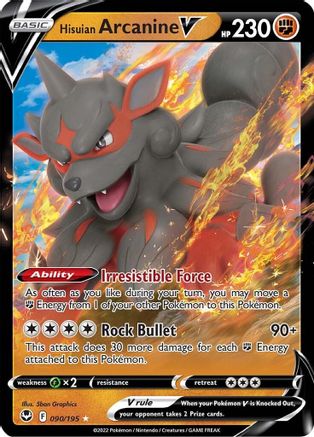 Hisuian Arcanine V (090/195) [SWSH12 Silver Tempest] Holofoil - Ultra Rare