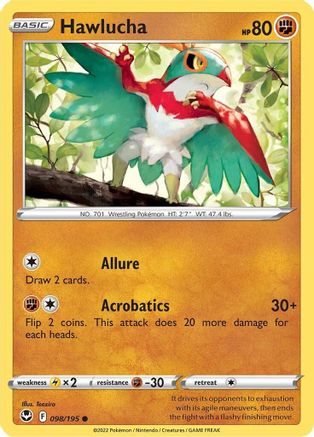 Hawlucha (098/195) [SWSH12 Silver Tempest] Reverse Holofoil - Common