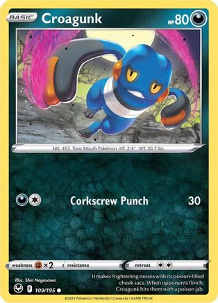 Croagunk (109/195) [SWSH12 Silver Tempest] Reverse Holofoil - Common