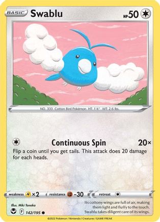 Swablu (142/195) [SWSH12 Silver Tempest] Normal - Common