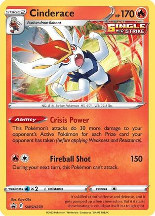 Cinderace SWSH278  - Holofoil SWSH Sword & Shield Promo Cards - Promo