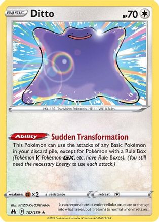 Ditto (107/159) [SWSH Crown Zenith] Reverse Holofoil - Holo Rare