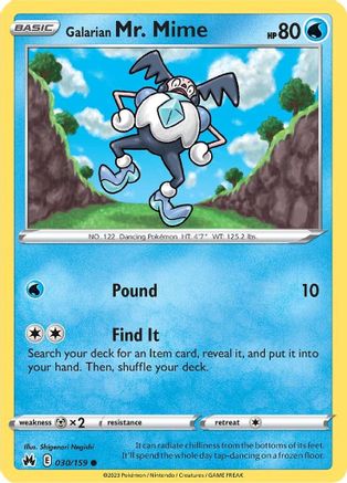 Galarian Mr. Mime 030/159  Crown Zenith - Common