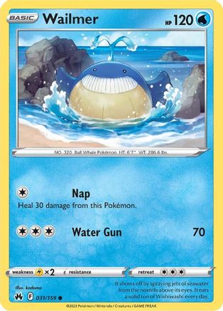 Wailmer 031/159  - Reverse Holofoil Crown Zenith - Common