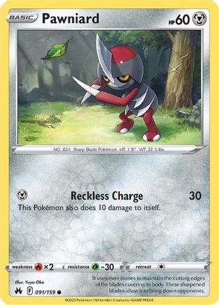 Pawniard (91) (91) 091/159  - Reverse Holofoil Crown Zenith - Common