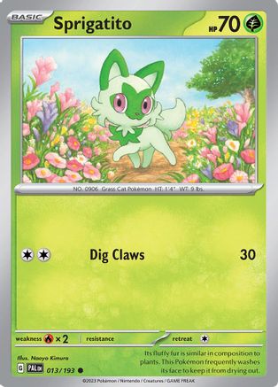 Sprigatito 013/193  - Reverse Holofoil SV02 Paldea Evolved - Common