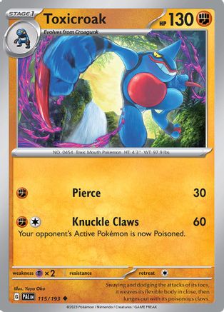 Toxicroak 115/193  - Reverse Holofoil SV02 Paldea Evolved - Uncommon