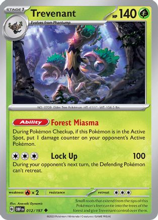 Trevenant 012/197  SV03 Obsidian Flames - Uncommon