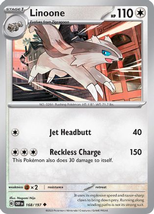 Linoone 168/197  - Reverse Holofoil SV03 Obsidian Flames - Uncommon