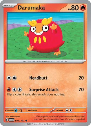 Darumaka 034/197  - Reverse Holofoil SV03 Obsidian Flames - Common