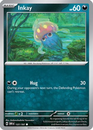 Inkay 137/197  - Reverse Holofoil SV03 Obsidian Flames - Common