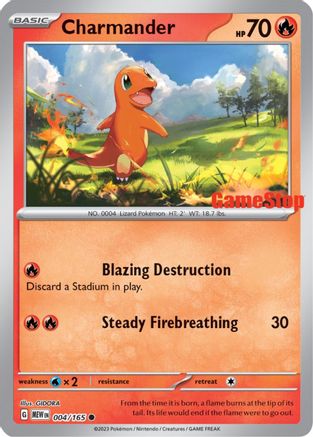 Charmander (GameStop Exclusive) (004/165) [Miscellaneous Cards & Products] Reverse Holofoil - Promo