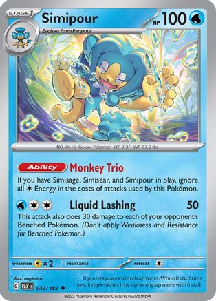 Simipour 042/182  - Reverse Holofoil SV04 Paradox Rift - Uncommon