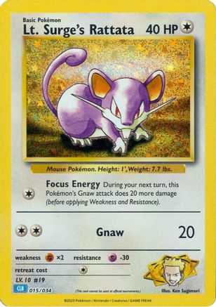 Lt. Surge's Rattata (015) [Trading Card Game Classic] Holofoil - Classic Collection