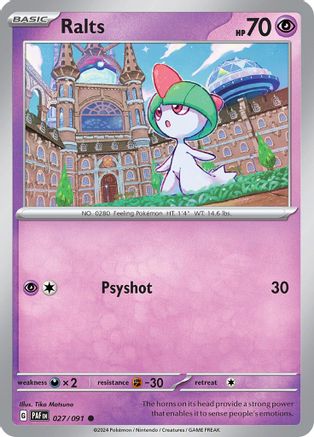 Ralts 027/091  - Reverse Holofoil SV Paldean Fates - Common