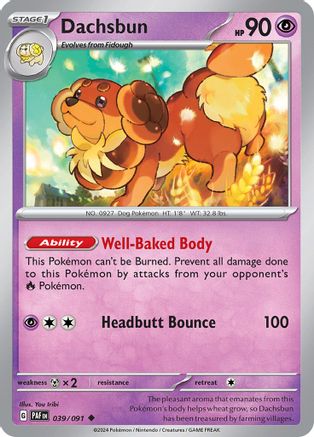 Dachsbun 039/091  - Reverse Holofoil SV Paldean Fates - Uncommon