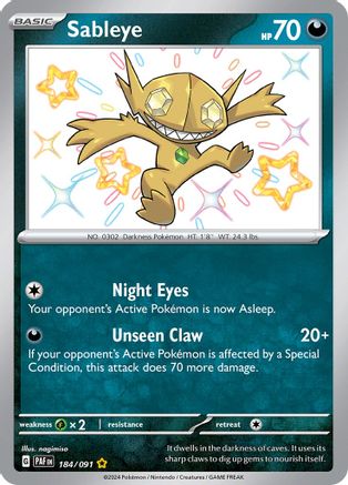 Sableye 184/091  - Holofoil SV Paldean Fates - Shiny Rare