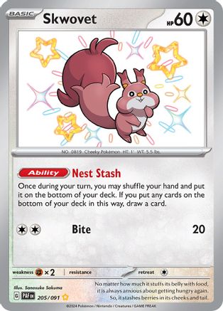 Skwovet 205/091  - Holofoil SV Paldean Fates - Shiny Rare