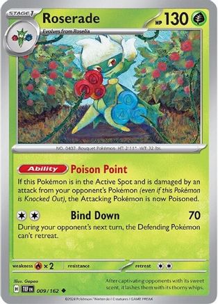 Roserade 009/162  - Reverse Holofoil SV05 Temporal Forces - Uncommon