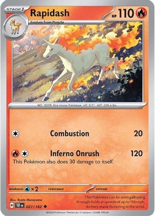 Rapidash 027/162  - Reverse Holofoil SV05 Temporal Forces - Uncommon