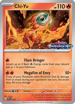 Chi-Yu (Prerelease) [Staff] (057) [SV Scarlet & Violet Promo Cards] Holofoil - Promo