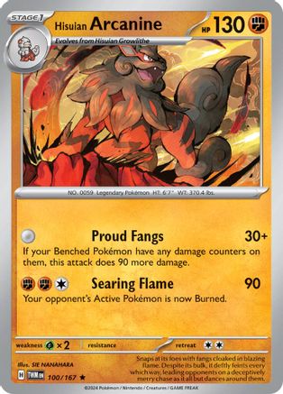 Hisuian Arcanine (100) [SV06 Twilight Masquerade] Reverse Holofoil - Rare