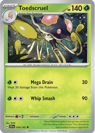 Toedscruel 018/142  - Reverse Holofoil SV07 Stellar Crown - Uncommon