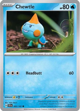 Chewtle 043/142  - Reverse Holofoil SV07 Stellar Crown - Common