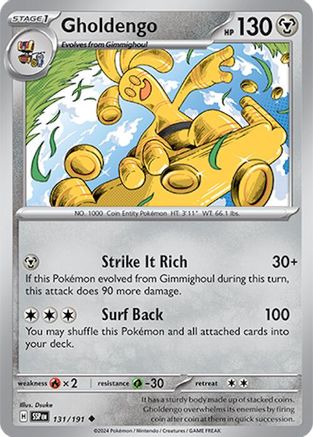 Gholdengo 131/191  - Reverse Holofoil SV08 Surging Sparks - Uncommon