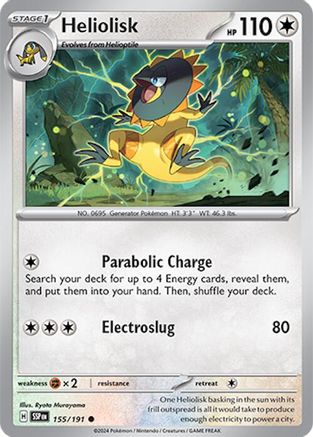 Heliolisk 155/191  - Reverse Holofoil SV08 Surging Sparks - Common